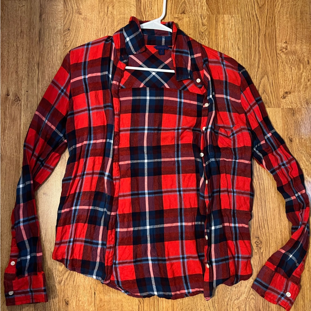 Aeropostale, Red Checkered, Button Down, Flannel, Size M